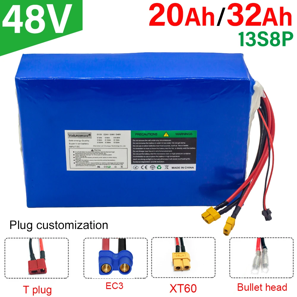 

High capacity 48V 20000mAh 26AH Lithium Battery Pack 13S8P 18650 Battery Pack 2500W Electric Bicycle Battery Built-in 50A BMS