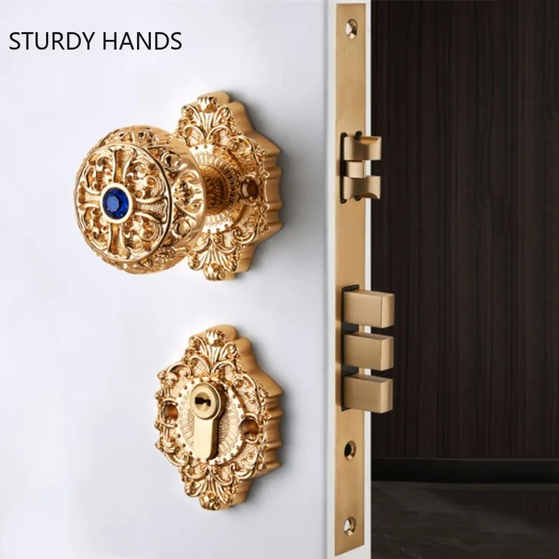 

European Style Full Copper High Quality Door Lock Bedroom Silent Security Door Lock Indoor Deadbolt Lock Home Kitchen Hardware