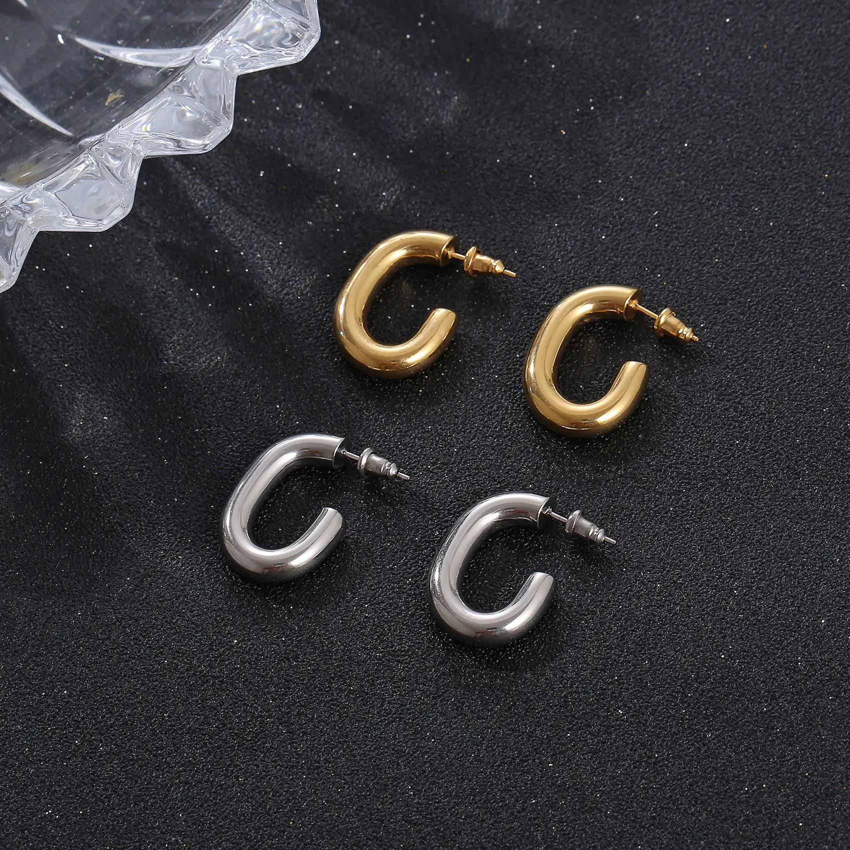 

U Shape Chunky Earring Link Chain Chunky Circle Hoop Earrings Link Chain Jewelry Earrings for women teen girls