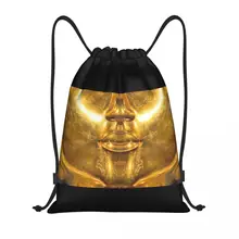 King Tut Golden Drawstring Backpack Bags Lightweight Ancient Egypt Pharaoh Tutankhamun Gym Sports Sackpack Sacks for Shopping