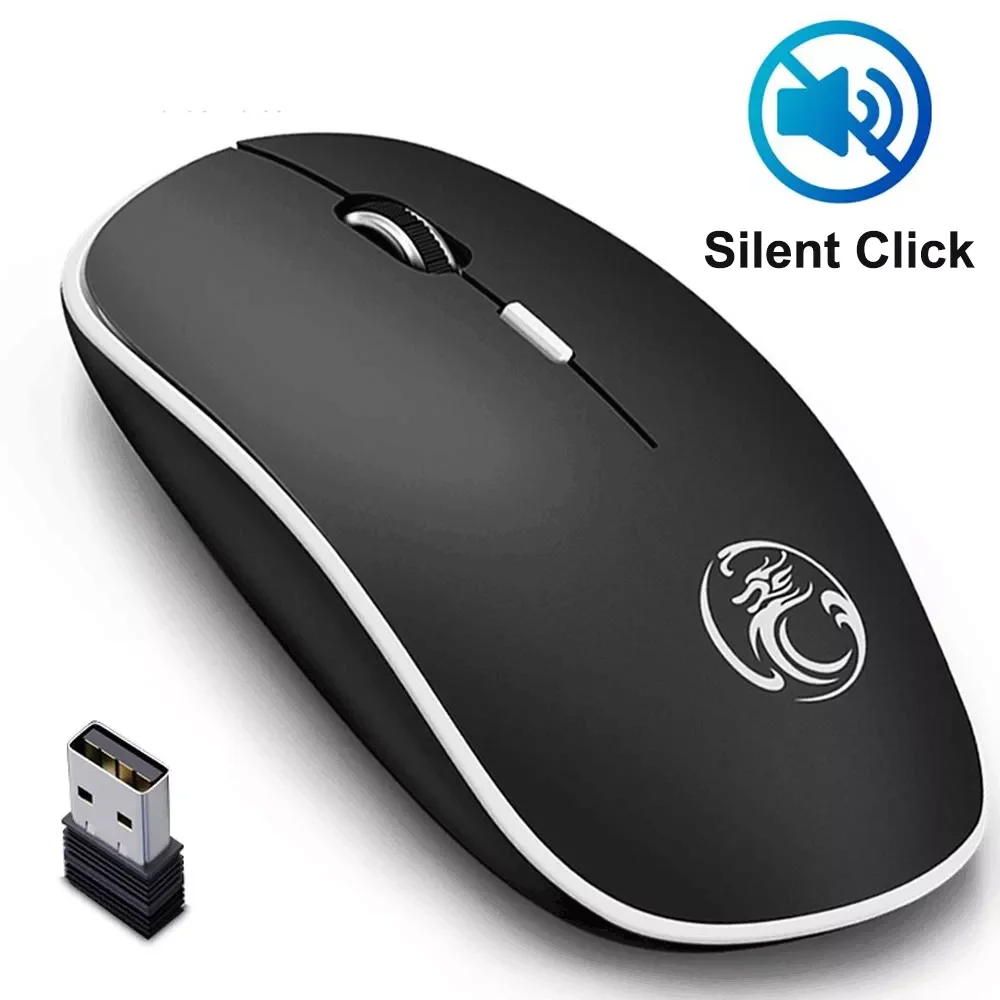 

iMice Wireless Mouse Silent Computer Mouse 1600 DPI Ergonomic Mause Noiseless Sound USB PC Mice Mute Wireless Mice for Laptop