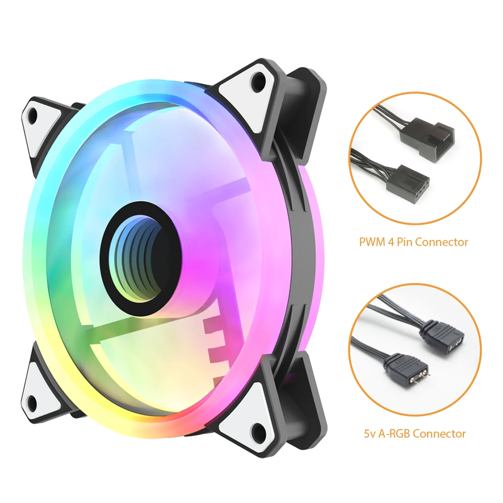 Aigo AF12 RGB 120 Мм Корпус Вентилятор Dual Halo Infinite Space Design 4-контактный PWM ARGB Компьютерный