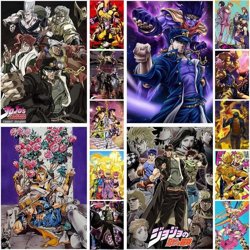 

Anime JoJo's Bizarre Adventure Poster White Coated Paper JOJO Poster Action Anime Painting Pictures for Living Room Home Decor