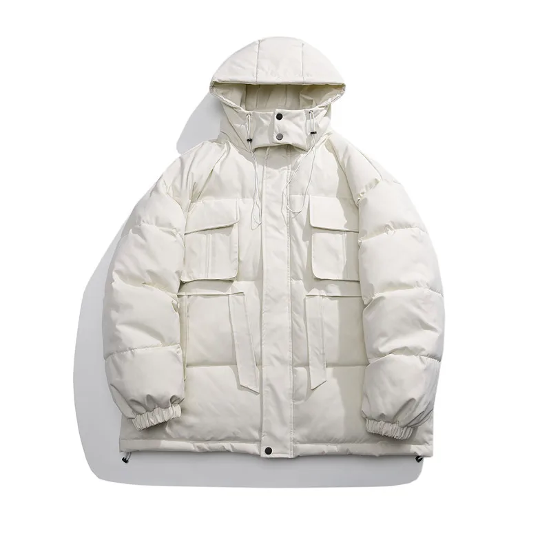 Winter Jacket Men Warm Fashion Pocket Hooded Down Jacket Men Korean Loose Thick Short Coat Mens Parker Clothes Large Size M-5XL