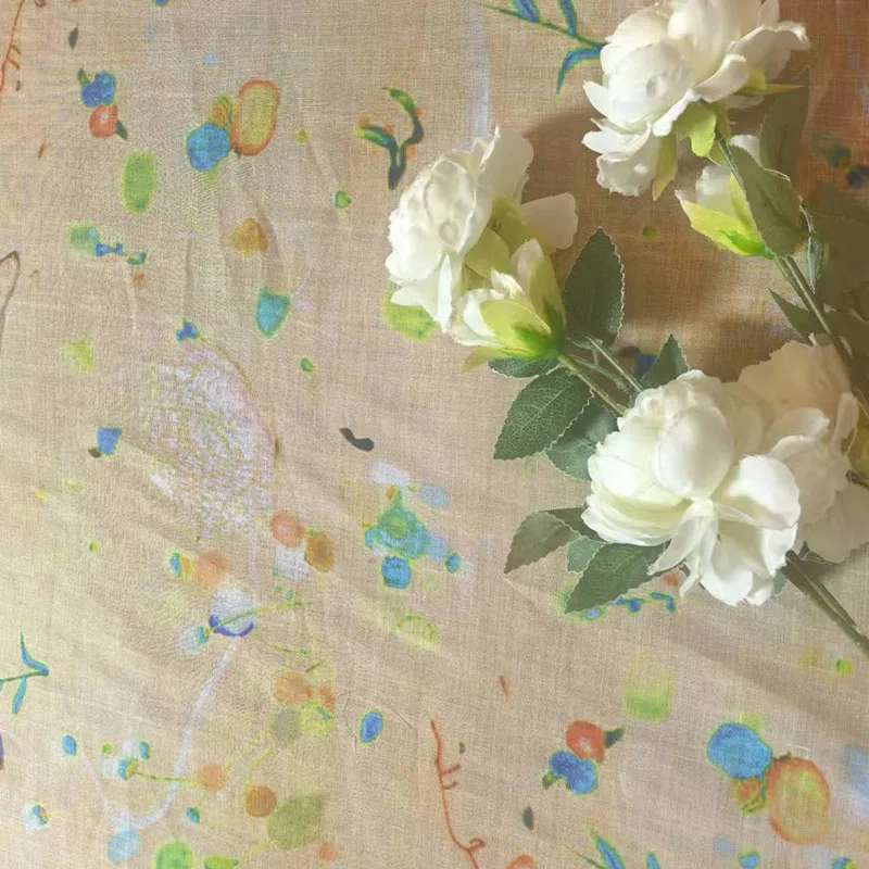 50X140 см опавшие листья возвращают их корня Рами ткань с принтом для платьев халат