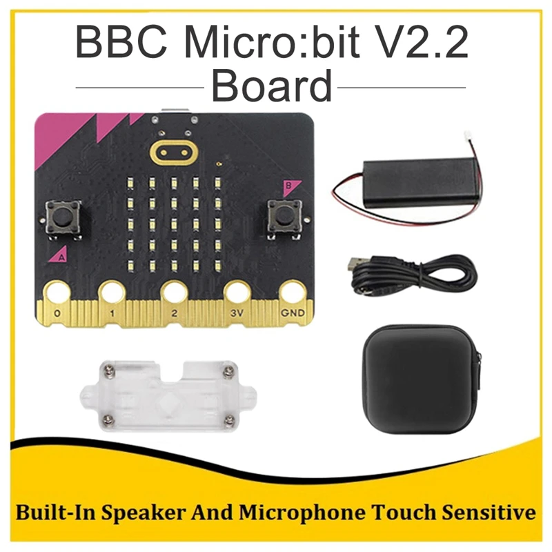 

Набор BBC Micro:Bit V2.2 GO, встроенный динамик, микрофон, сенсорный программируемый, обучение, макетная плата, проект «сделай сам»
