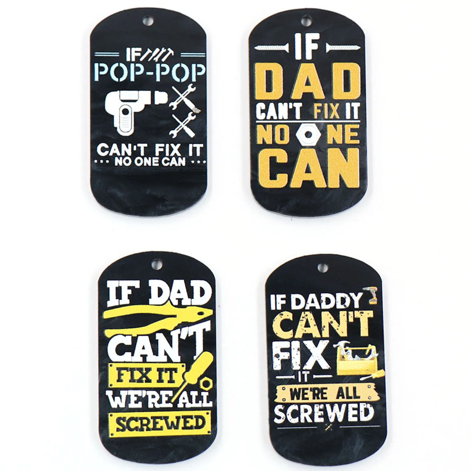 

set of 10-45mm Hot sale CN IF DAD CAN'T FIX IT NO ONE CAN Father's Day Gift Acrylic Findings for Keychain