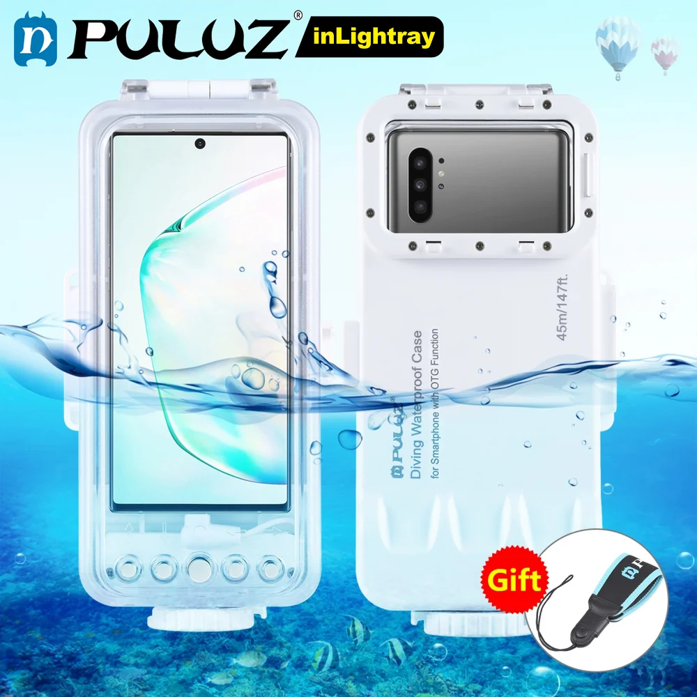 

PULUZ 45m/147ft Waterproof Diving Housing Photo Video Taking Underwater Cover Case For iphone,Galaxy,Android Smartphone with OTG