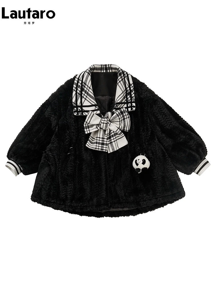 Lautaro Осень-зима Оверсайз Теплый Мягкий Красочный Плед Пэчворк Искусственный мех