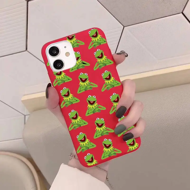 

Disney Funny kermit The Frog Memes Cute Phone Case for iPhone 11 12 13 Mini Pro Xs Max 8 7 6 6S Plus X XR Solid Candy Color Case