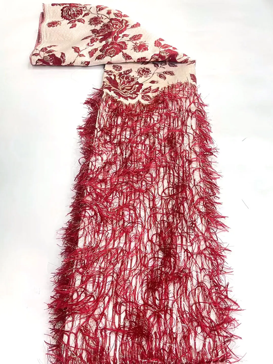 

New Arrival Jacquard Brocade Lace Fabric High Quality Feather Nigerian African French Organza Fabric for Bridal Materials MJ5374