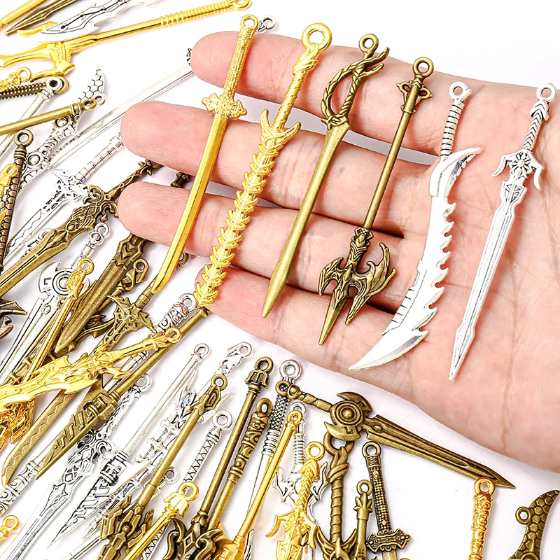 

11-20 шт., разнообразное ожерелье с золотым Рыцарским мечом