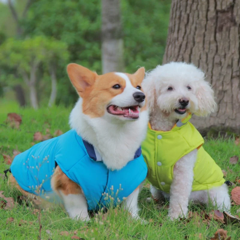 

Outdoor Dog Shell Jacket Thickened Waterproof Pet Clothes Winter Double-Sided Reflective Teddy Corgi Cotton-Padded Clothes