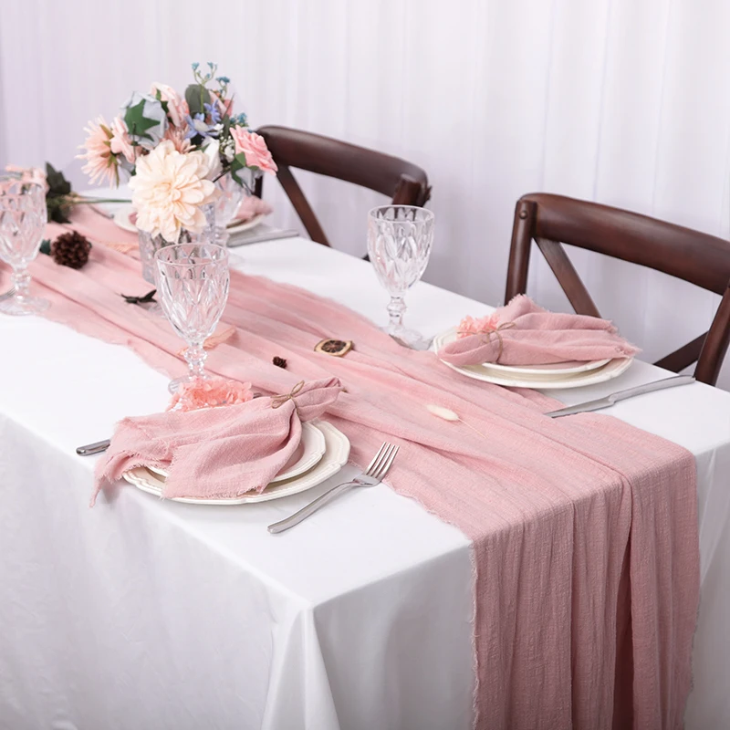 

Ретро заусенцы, ремень для обеденного стола, сырная ткань, хлопчатобумажная ткань, необработанная отделка с бахромой, марлевые креповые салфетки, декор для свадебной вечеринки в деревенском стиле