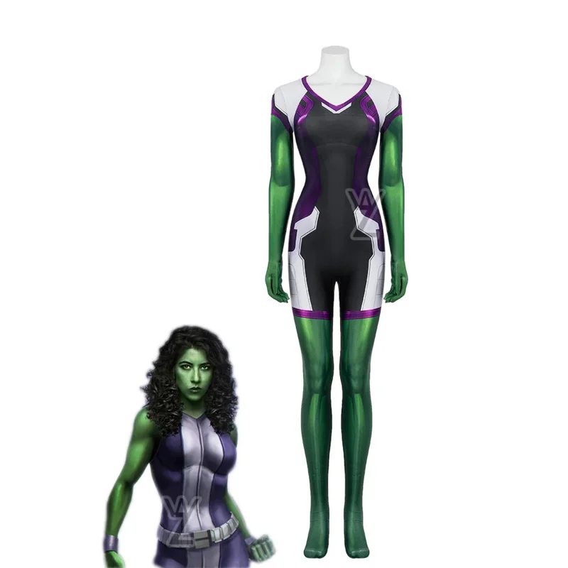 Новейший женский костюм для косплея She Hulk сексуальные комбинезоны Дженнифер