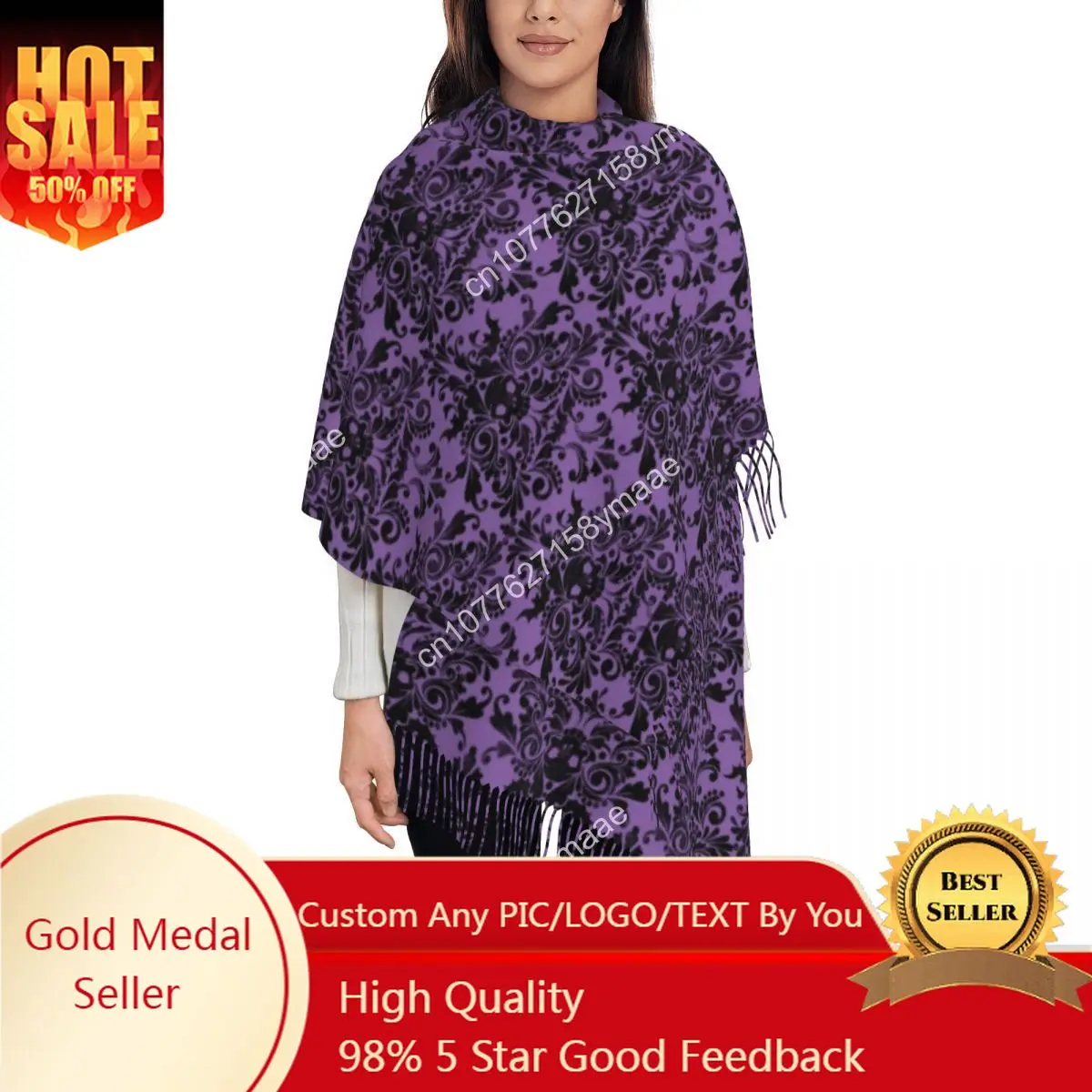 

Custom Skull Pattern Scarf for Women Winter Warm Pashmina Shawls and Wrap Halloween Long Large Shawl Scarf for Daily Wear