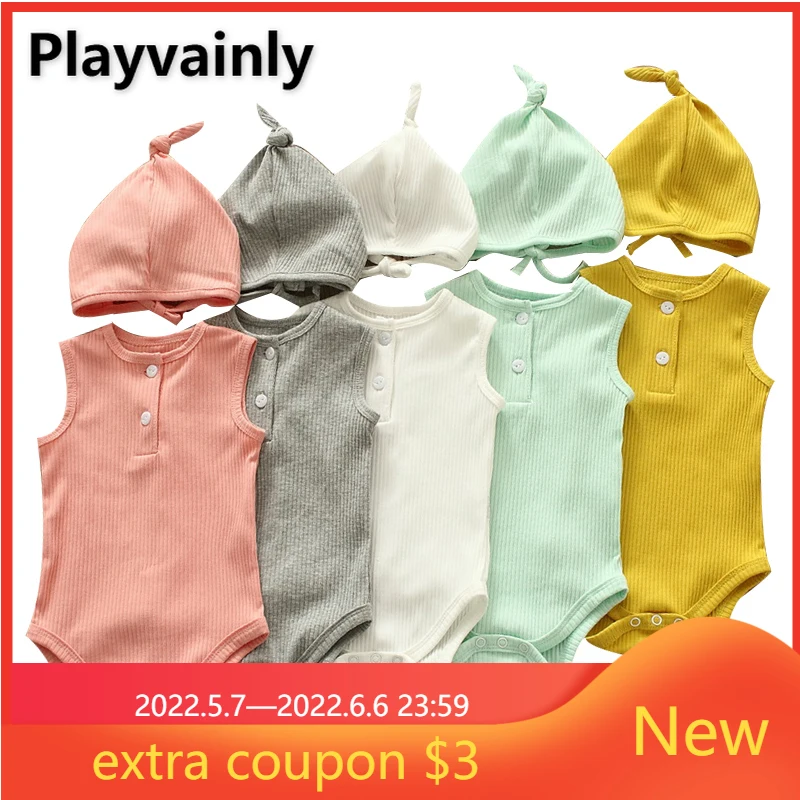 

Летнее боди для маленьких девочек и мальчиков, комбинезон без рукавов с круглым вырезом, серый, желтый, розовый, белый, зеленый, вафельный ко...