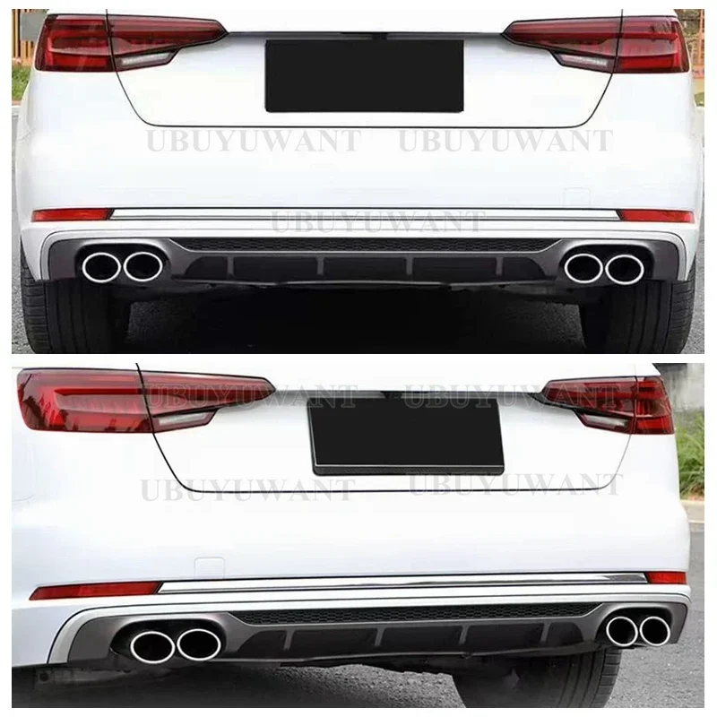 Фото Для Audi A4 B9 Standard/S-Line Sedan, черный/под карбон, задний диффузор-спойлер, 2017-2019, в стиле S4 №4