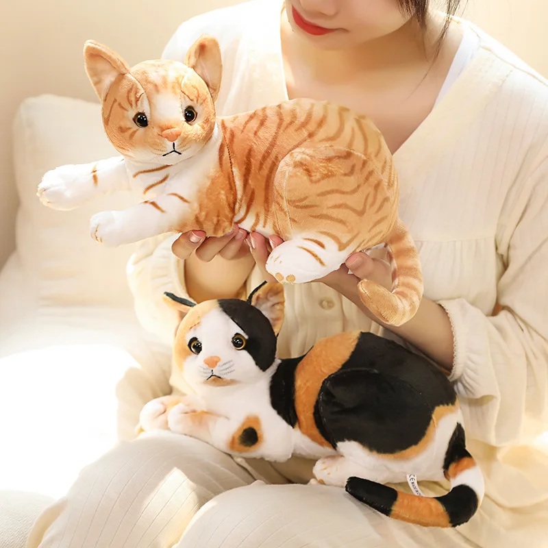 

25/33 см Kawaii реалистичные Коты, плюшевые игрушки, кукла, мягкие детские игрушки, имитация, мягкий рисунок, котенок, игрушка, домашние животные, ...