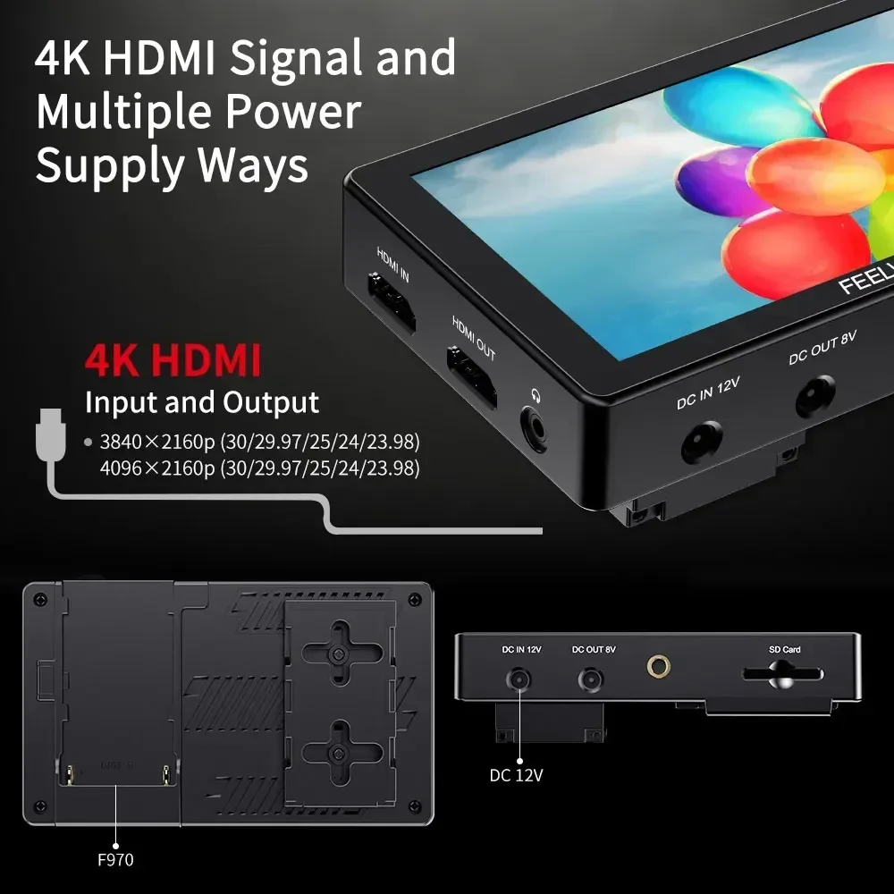 FEELWORLD LUT5 5 5-дюймовый сверхвысокий яркий 3000 нит 4K HDMI входной экран DSLR камера
