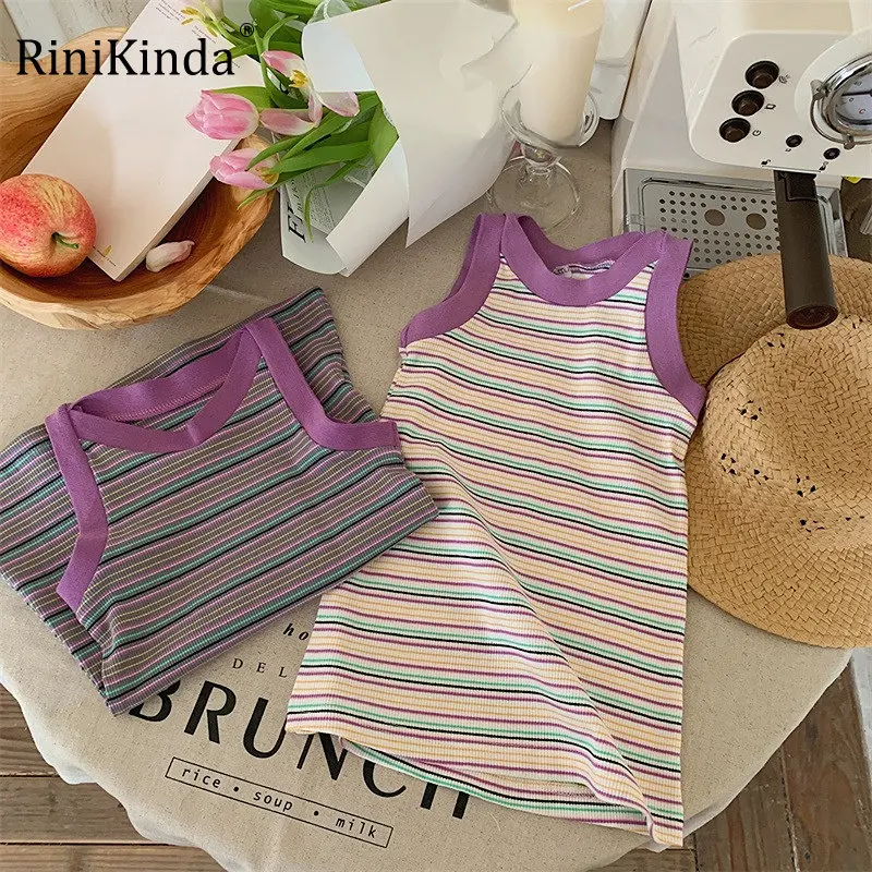 

2023 New Summer Toddler Baby Girl Sleeveless Striped Dress Kids Slip Dresses Clothing Children's Clothes Costumes