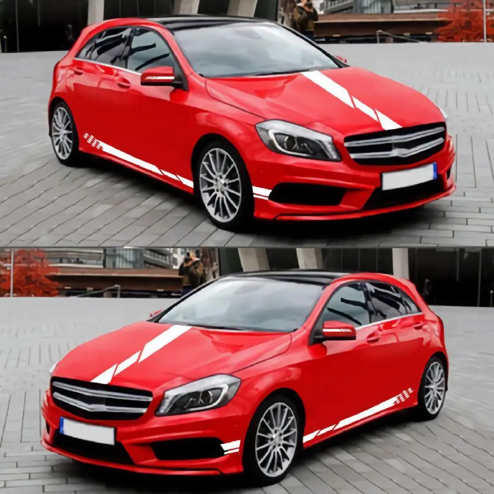 

5Pcs/Set Car Sticker Long Stripe Water Resistant PVC Hood Decal Side Body Mirror Trim for Automobile