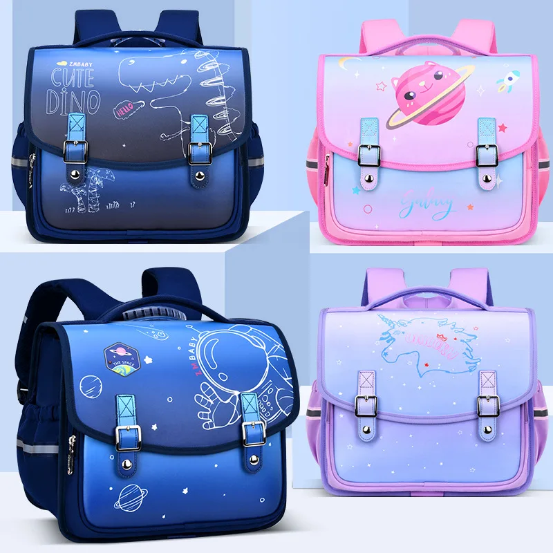 Primary Children Cartoon Unicorn Dinosaur Horizontal Backpacks New Fashion Girls Boys Starry Sky Cute Schoolbags for Grade 1-3-6