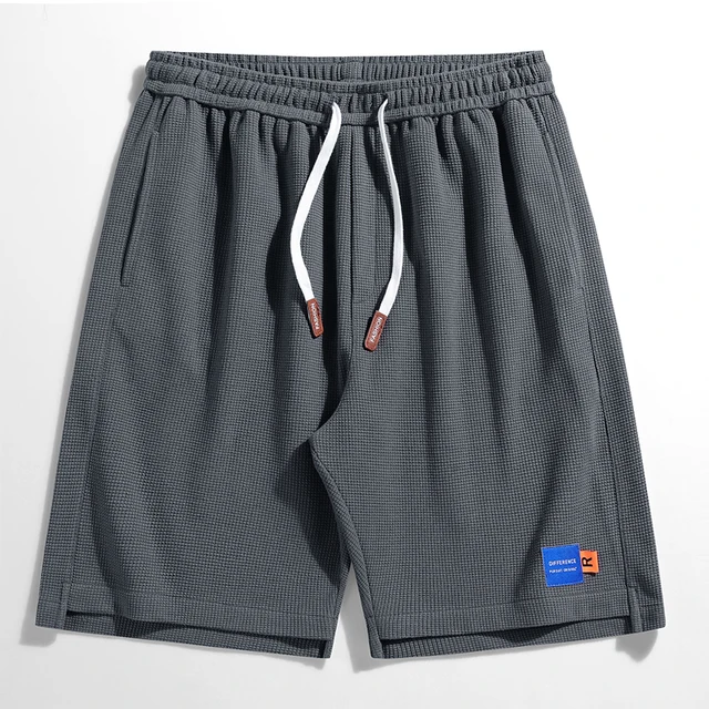 New Summer Men's Shorts Waffle Drawstring Shorts Men's Summer Ice Silk Casual Quick Drying Sports Pants Thin Style Loose Pants 3