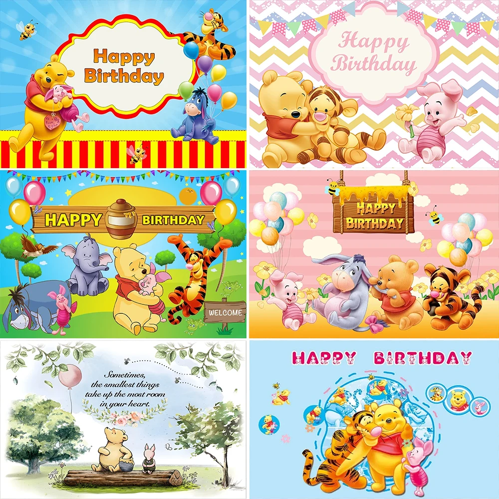 Фон для фотосъемки новорожденных с изображением Винни-Пуха