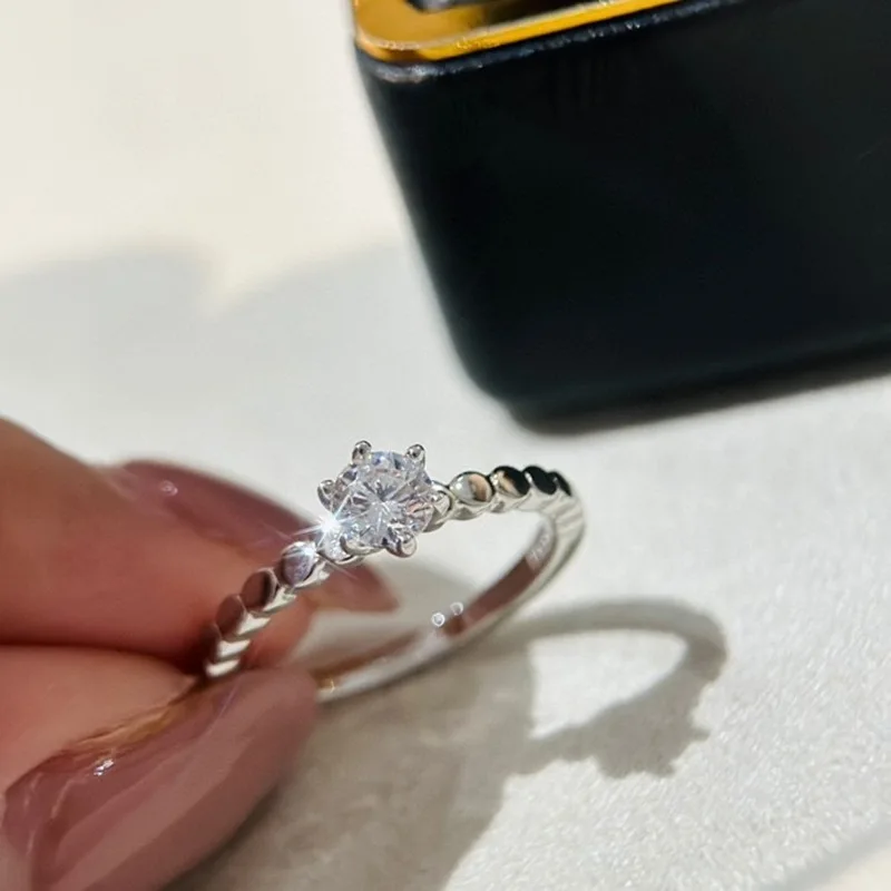 S925Серебряный круглый бриллиант с шестью когтями в европейском и американском