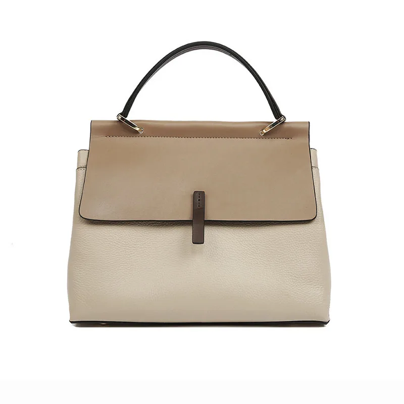 LOERSS Women's Genuine Leather Handbags High Quality Solid Color Crossbody Office Shopping Commute Larger Capacity Purse Bag