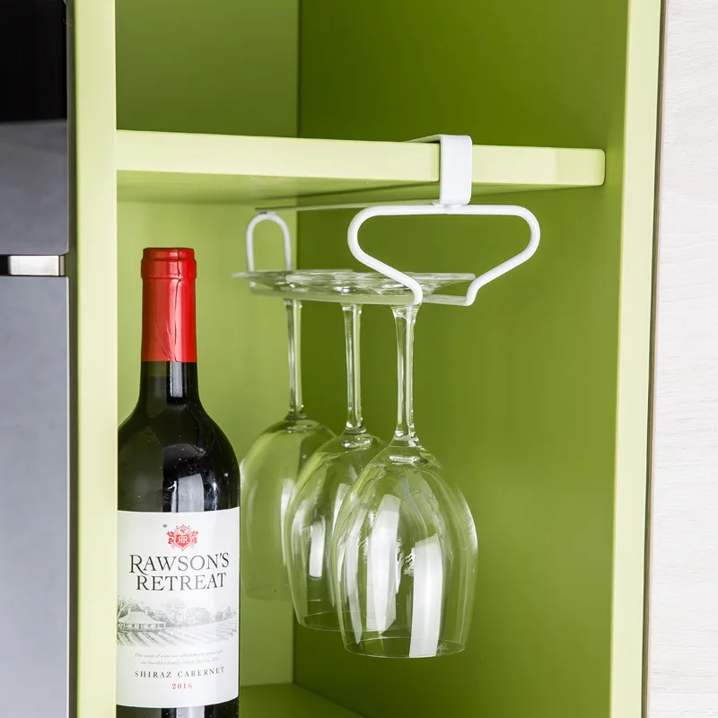 

Single Wine Glasses Holder Bartender Free Ship Hanging Rack Under Cabinet Stemware Organizer Goblet Iron RackBar Tool Cup Finish