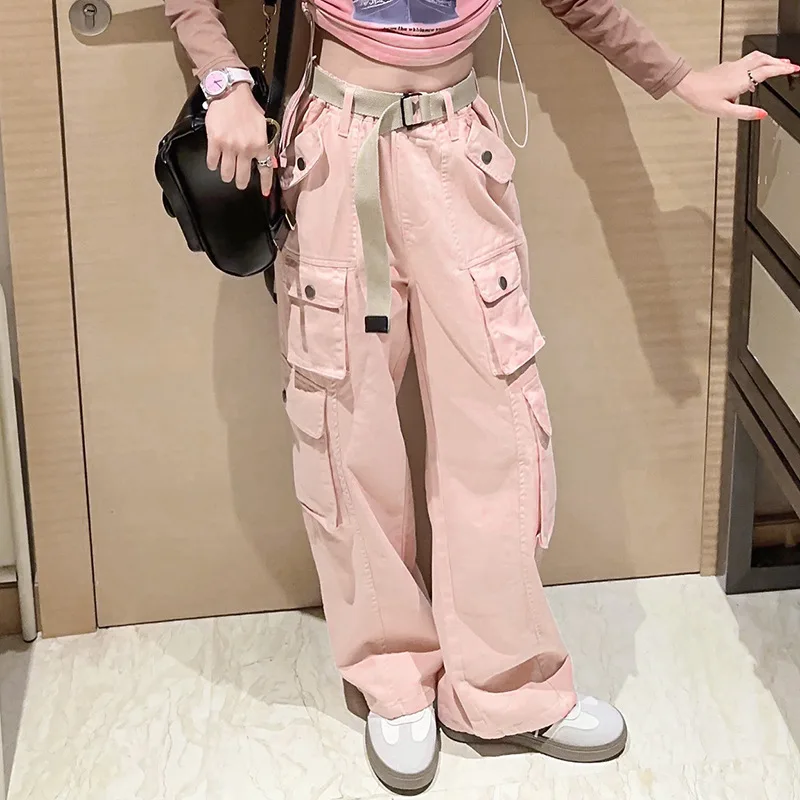 Осенние и зимние прямые рабочие брюки для девочек. Подходит подростков в