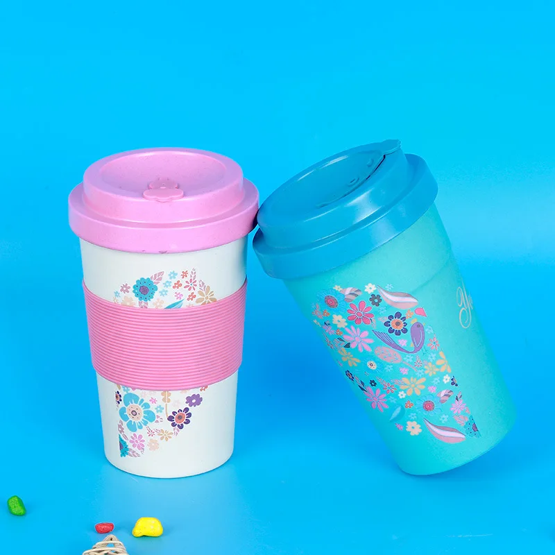 

Cross-border coffee cup for creative bamboo fiber cover silicone cover home office fashion printing mug