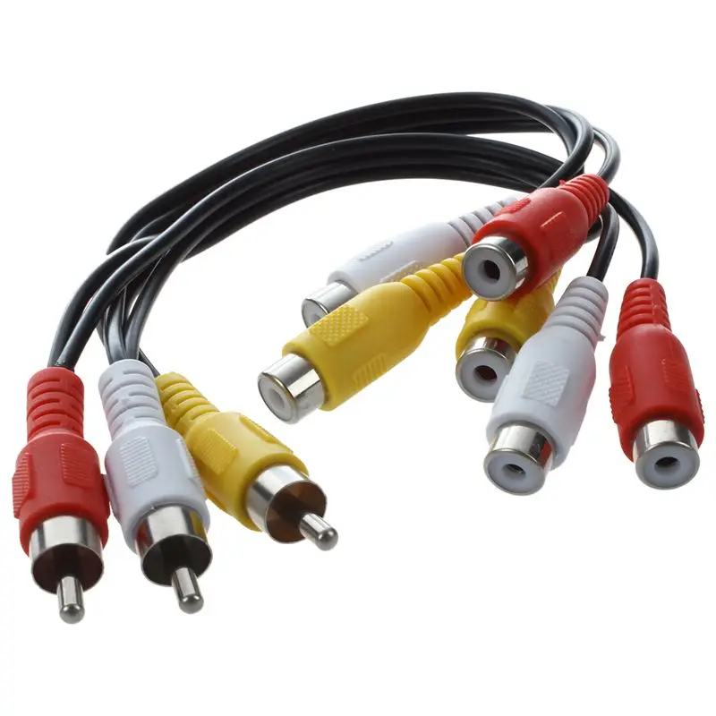 

New 3 RCA Male to 6 RCA Female Plug Splitter Audio Video AV Adapter Cable