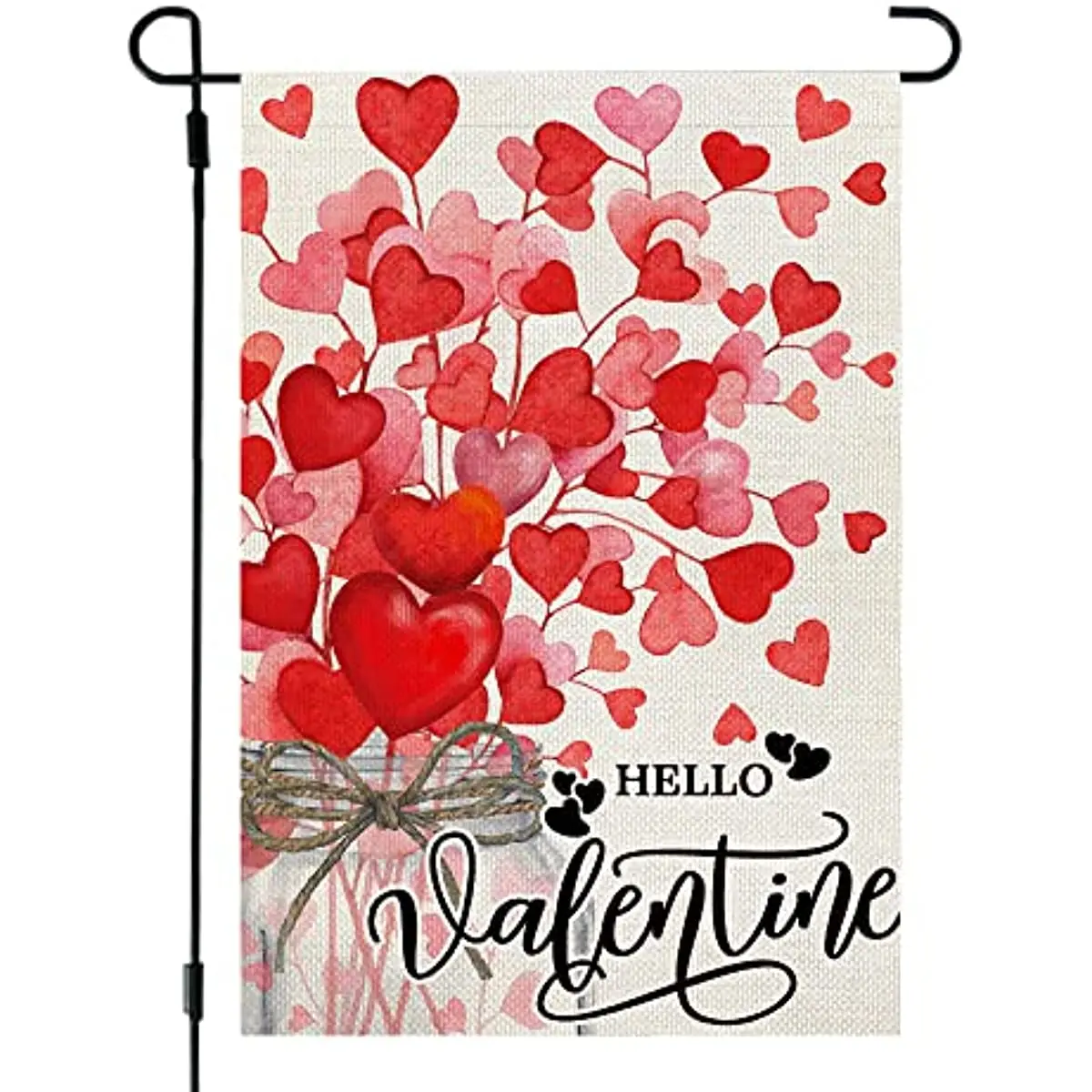 

Painting Valentines Day Garden Flag 12x18 Inch Double Sided for Outside Hello Valentine Love Heart Yard Holiday Party Decoration