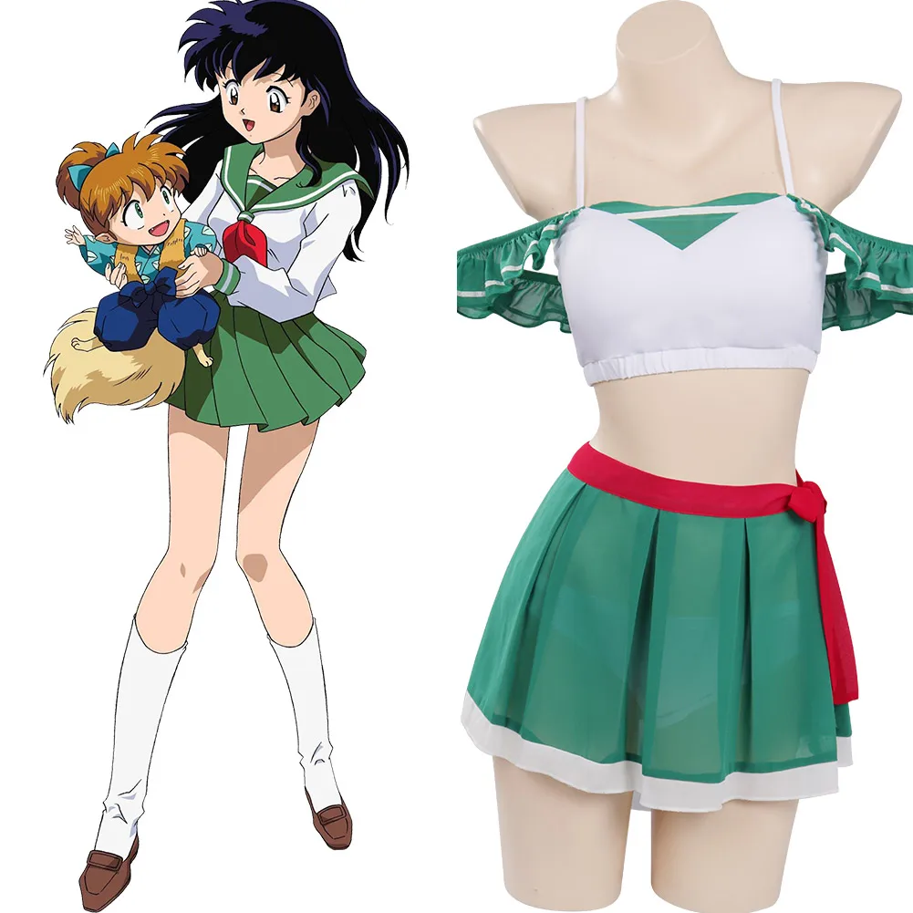 

Inuyasha Higurashi Kagome Swimsuit Cosplay Costume Bikini Top Skirt Outfits Halloween Carnival Suit