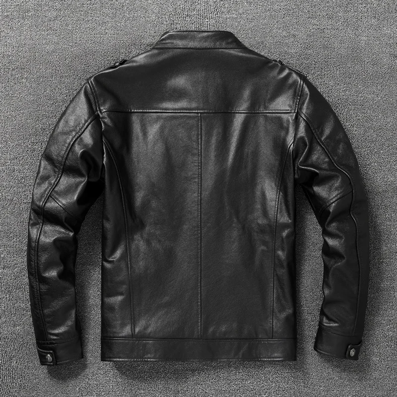 

Top Men's Leather Slim Fit Short Autumn and Winter Leather Jacket 6XL Oversized Motorcycle Coat