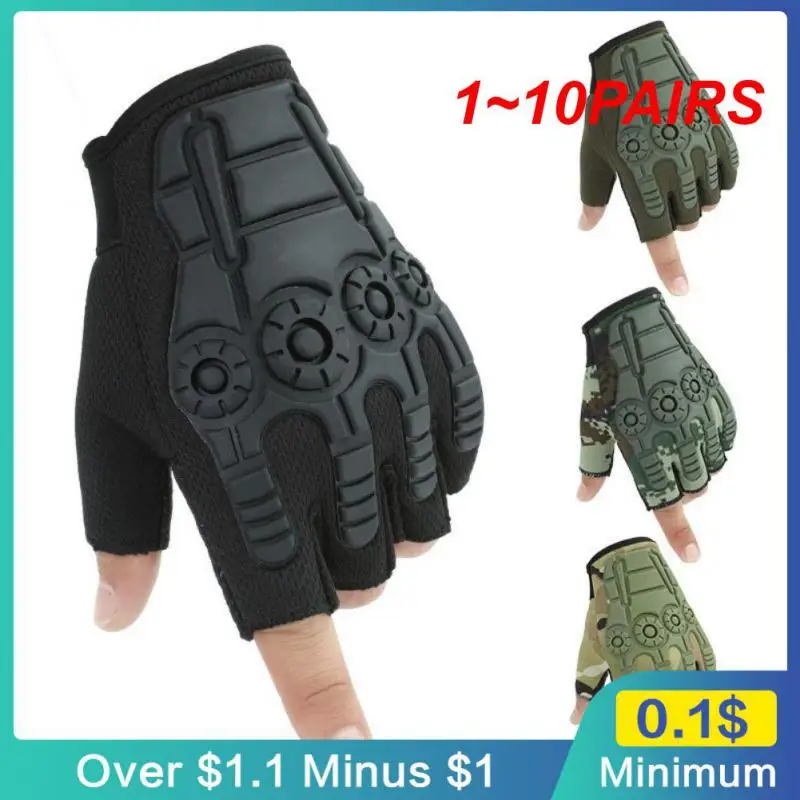 

Военные тактические перчатки 1-10 пар, сетчатые тканевые плотные перчатки для верховой езды, перчатки с открытыми пальцами, износостойкие тактические перчатки, Нескользящие