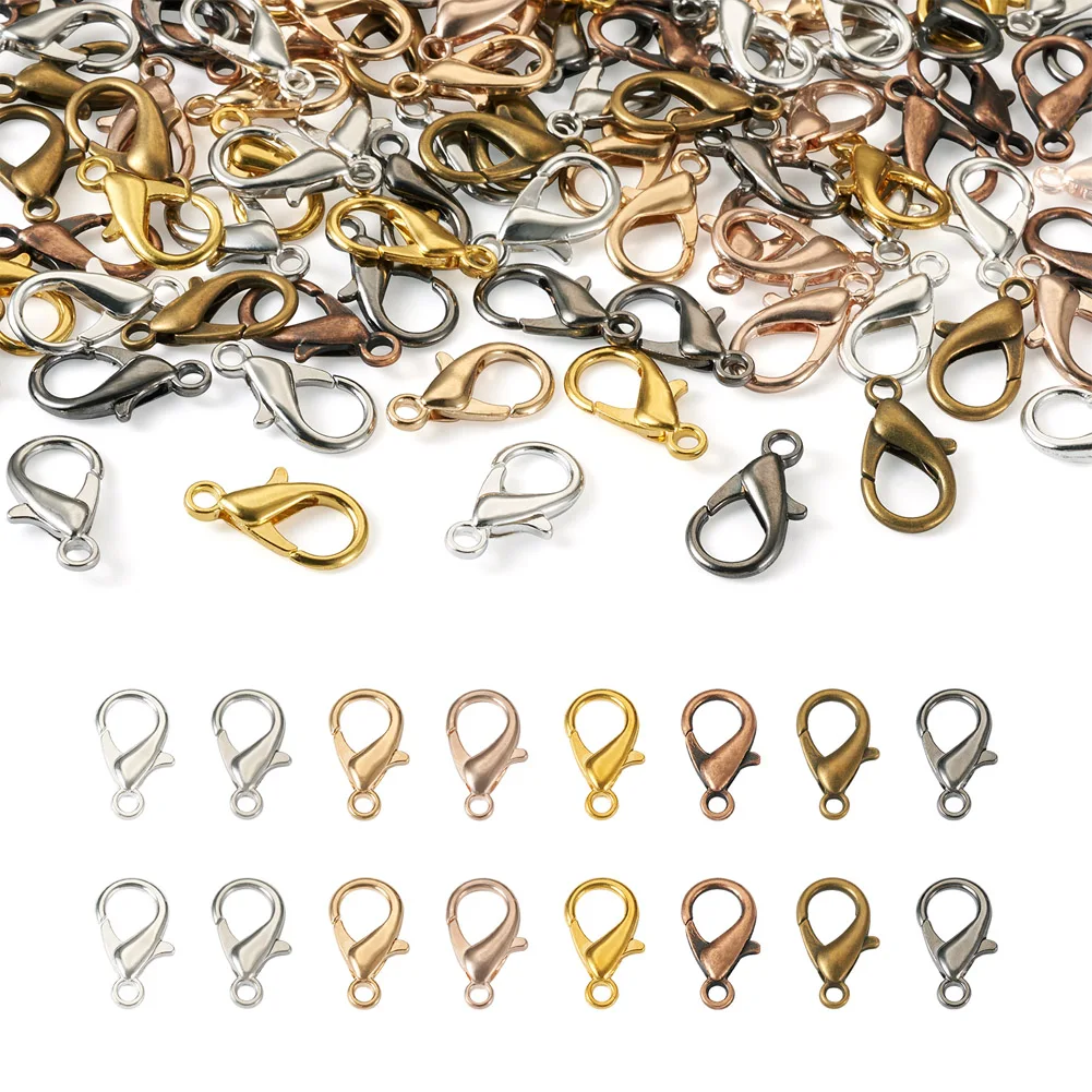 

120Pcs Zinc Alloy Lobster Claw Clasps Large Parrot Trigger Clasp Necklace Fastener Hook DIY Jewelry Craft Findings Accessories