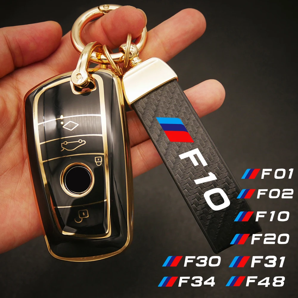 

Keyring TPU Car Key Case Cover 4S High-Grade Carbon Fiber Leather for BMW F01 F02 F10 F20 F30 F31 F48 F34 F87 Car Accessories