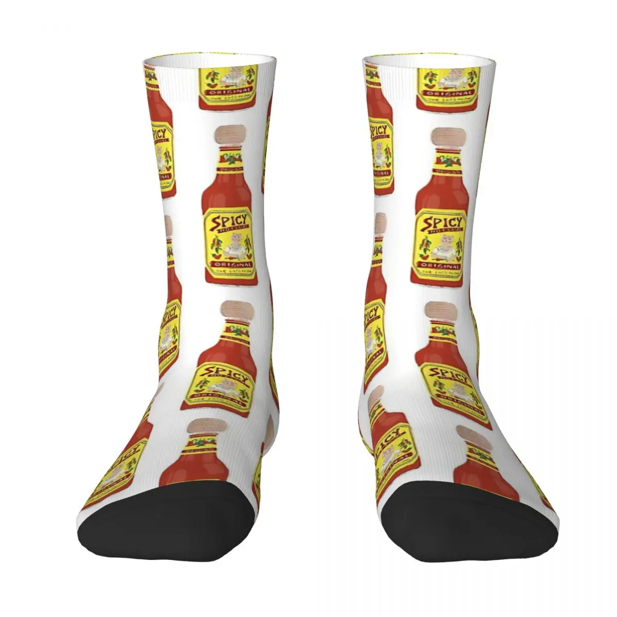 Hot & Spicy Picante Hot Sauce With Cat Colored Pencil Art Adult Socks,Unisex socks,men Socks women Socks