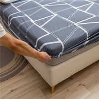 cotton plaid fitted sheet mattress cover four corners elastic bed sheets single double queen size mattresses cover bedspread