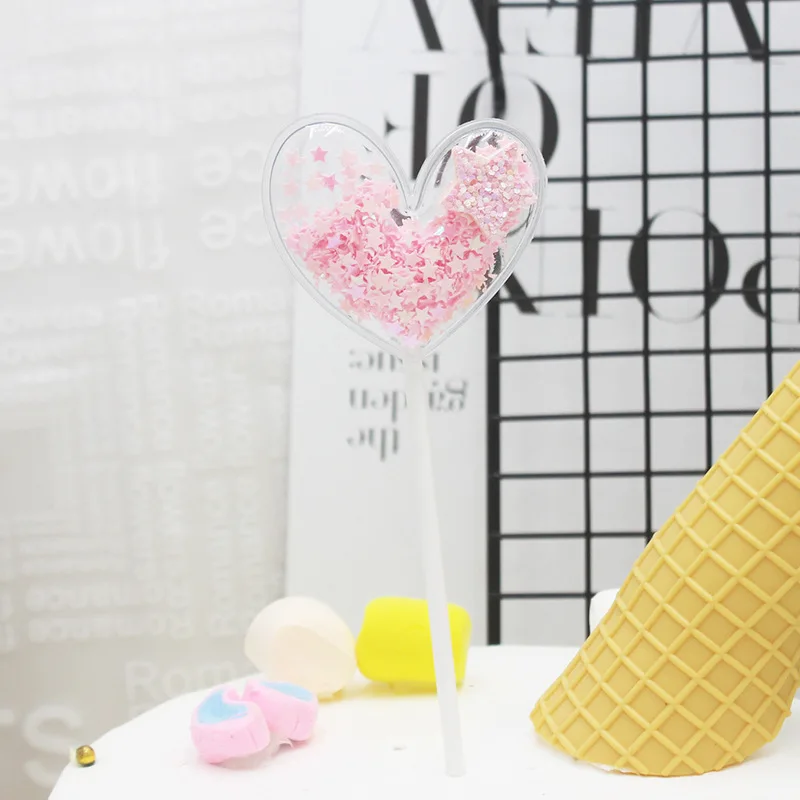 Прозрачный сверкающий топпер для пирога розовая синяя Корона звезда сердце