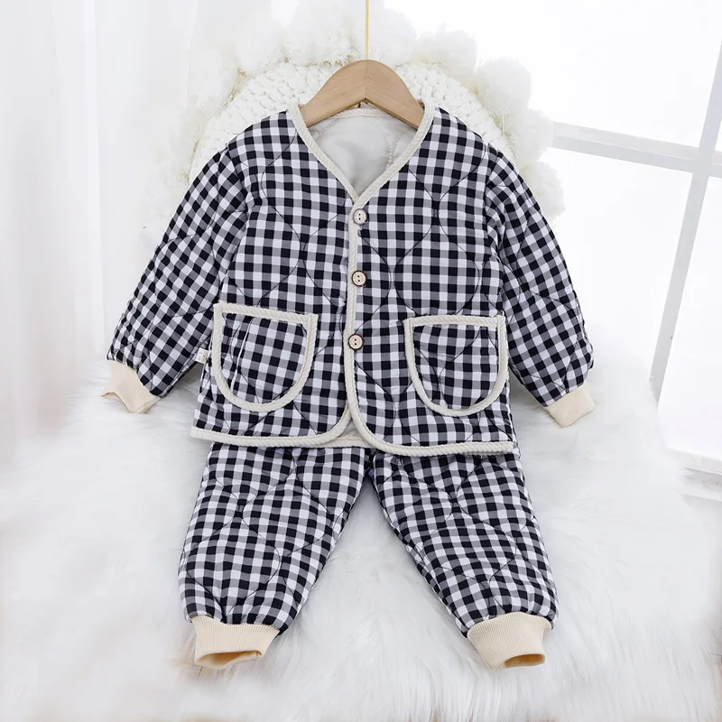 

Pajamas Winter For Kids Children Cotton Padded Suit 2022 Boys And Girls Thick Warm Sleep Wear Clothing Set Baby Two-Piece Outfit