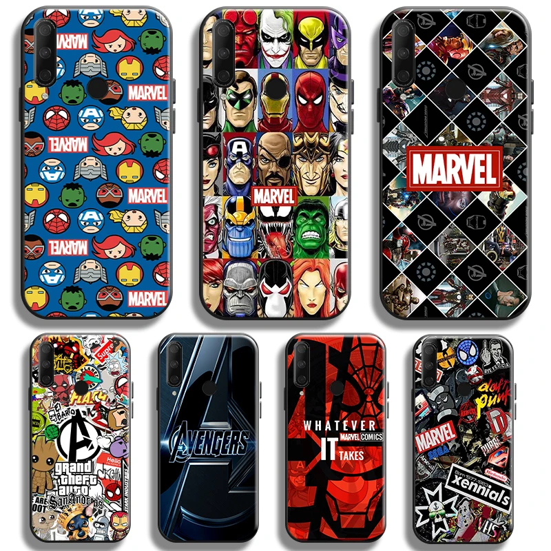 

Marvel Fashion Logo Phone Case For Huawei Y9 Y7 Prime 2019 Y9a Y9s Y9 Y7 Y6 Y6P Y7P Y8P Shockproof TPU Back Cover Black Shell