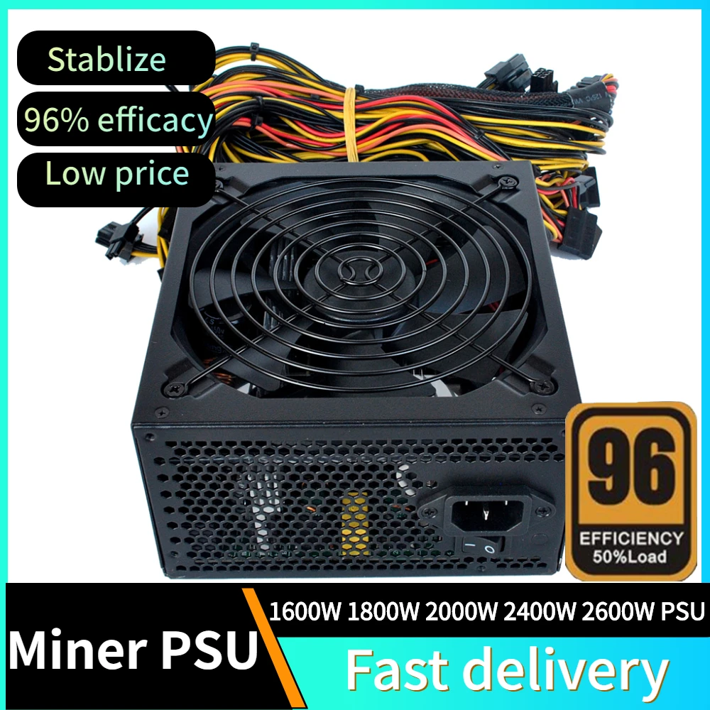 

ATX Power Supply 1600W 1800W 2000W 2400W 2600W Mining Miner PSU BTC ETH Ethereum Server Chassis 96% High Efficiency Support 8GPU