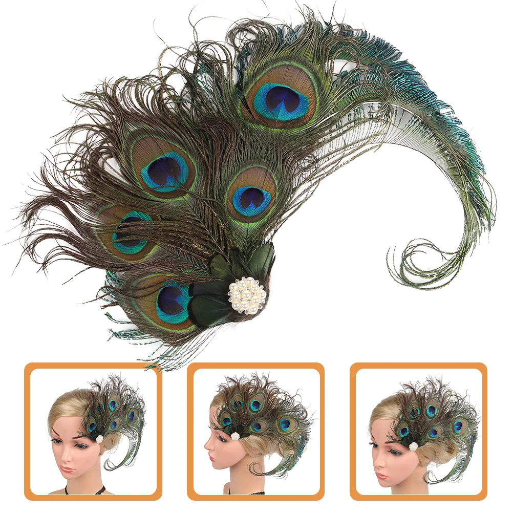 

Flapper Headpiece Peacock Hair Clip Halloween Ornaments Fascinators Women