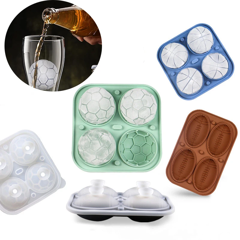 

Ice Cube Maker Ice Mould Candy Bar With Lid Food Grade Football Basketball Rugby Cocktail Whiskey Drinks Pudding Kitchen Supply