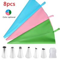 8pcs cake decorating cream nozzle tpu piping bag with converter cupcake pastry cookie decor tools kitchen baking accessories